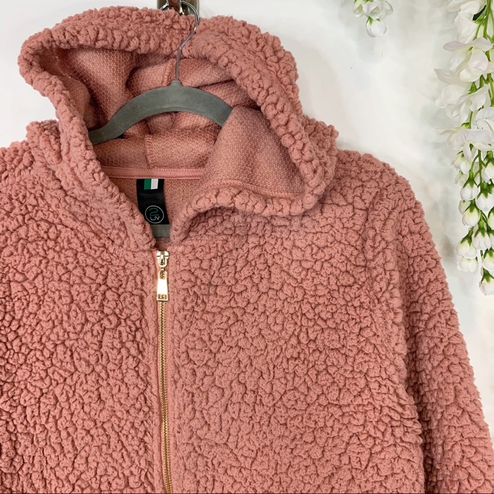 2 LIV hooded fleece jacket pockets dusty rose - Picture 5 of 6